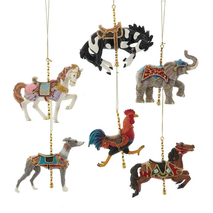 Carousel Animal Ornaments, asstd. of 6