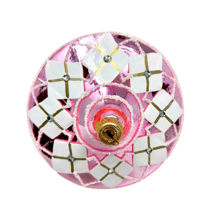 Pink Harlequin Reflector Ornament