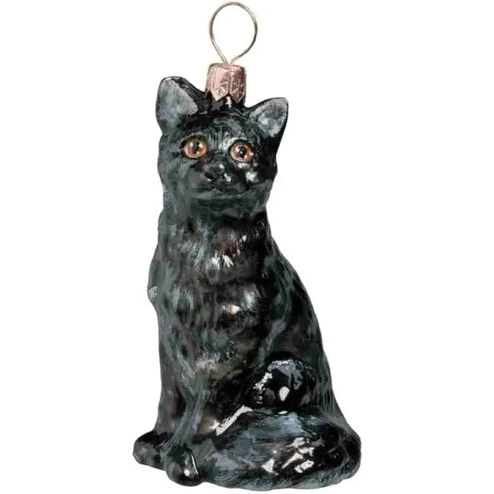 American Shorthair Black glass ornaments for holiday décor and seasonal displays.