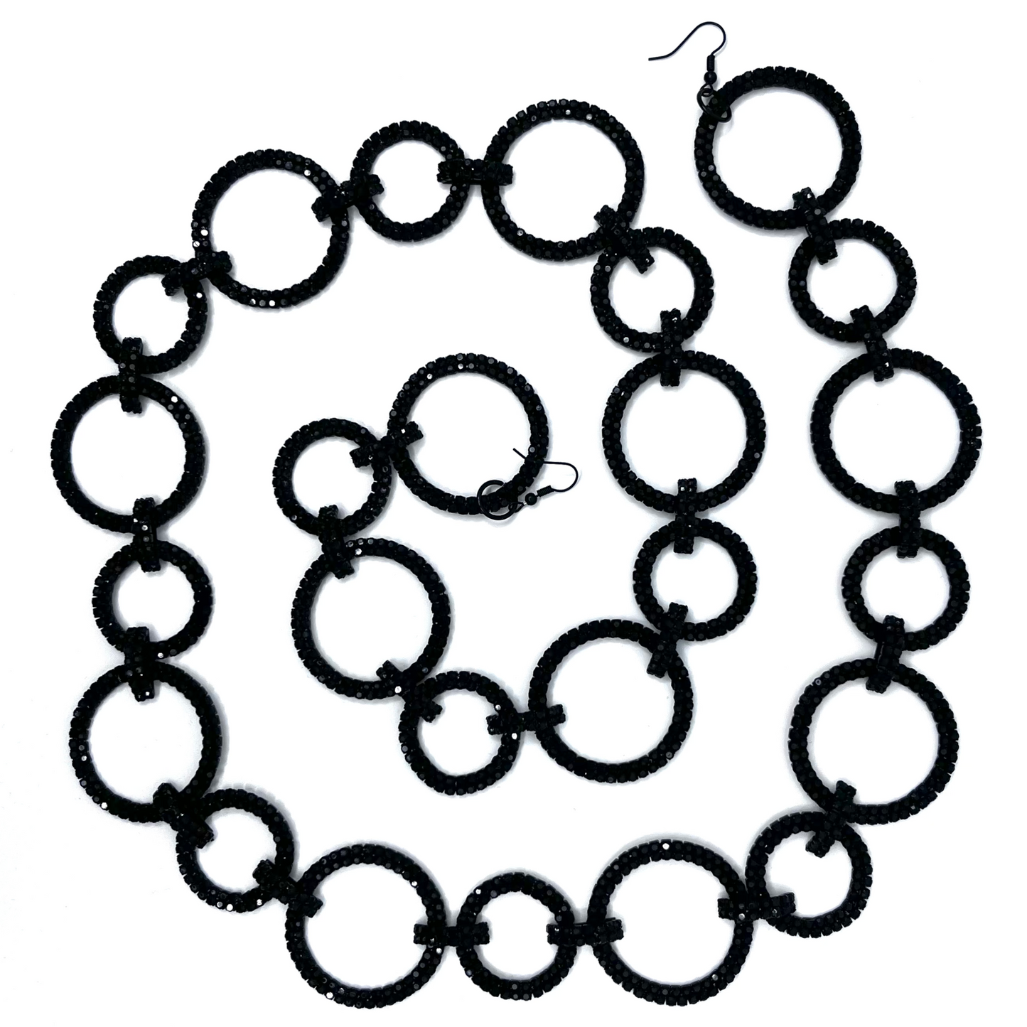 Black Crystal Rings Christmas Garland -Black Finish