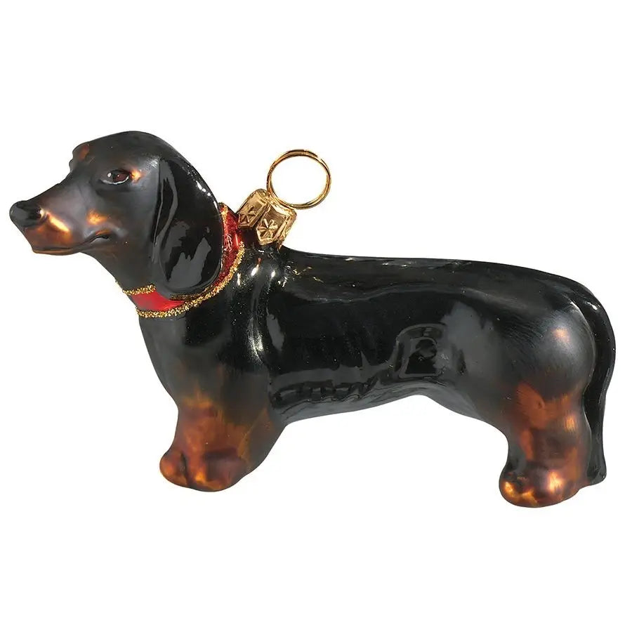 Dachshund Black Ornament glass ornaments for holiday décor and seasonal displays.
