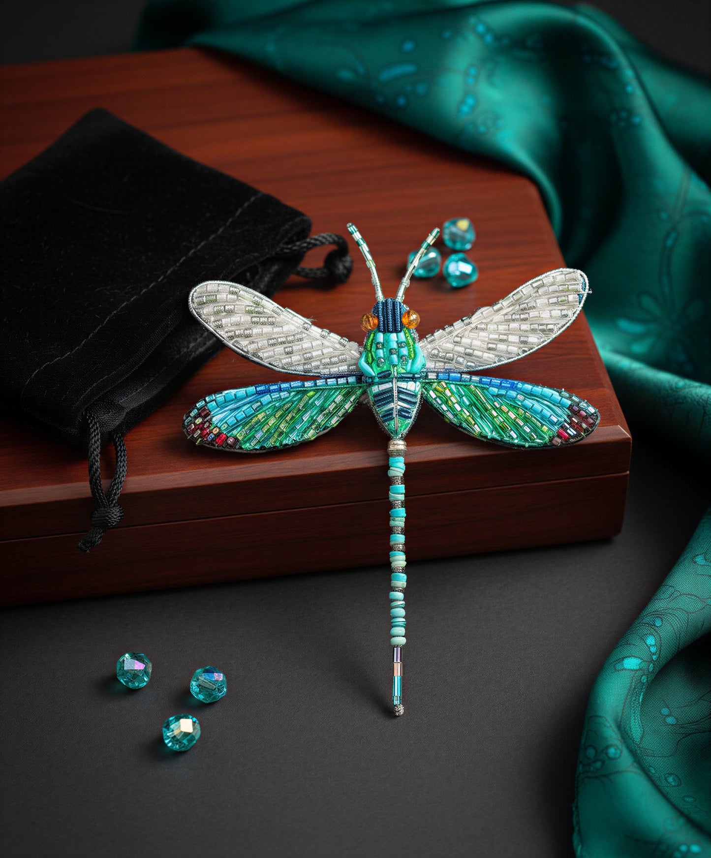 Oriental Greenwing Dragonfly Brooch Pin