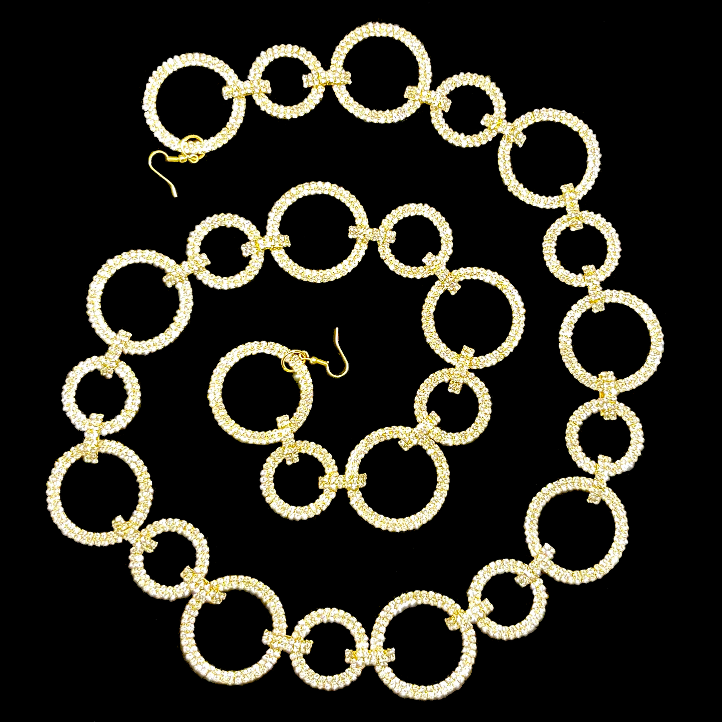 Crystal Rings Christmas Garland -Gold Finish