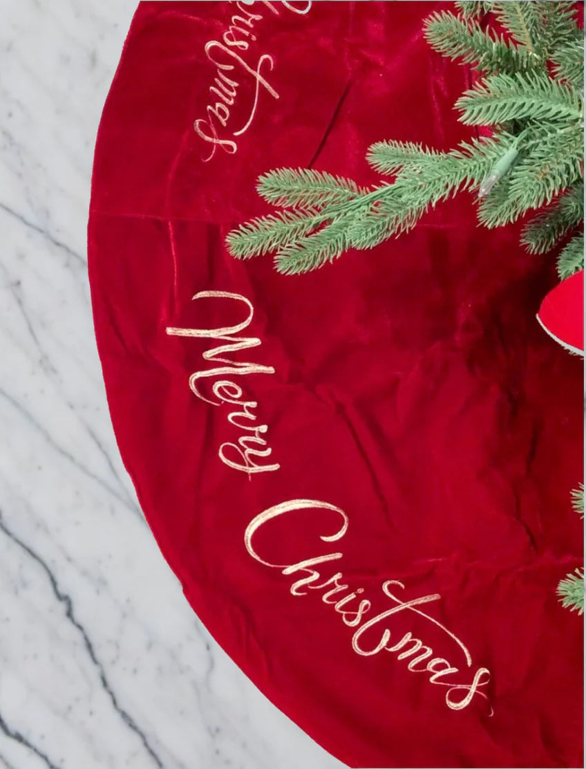 Merry Christmas Embroidered Tree Skirt 64 holiday décor item for festive seasonal displays.