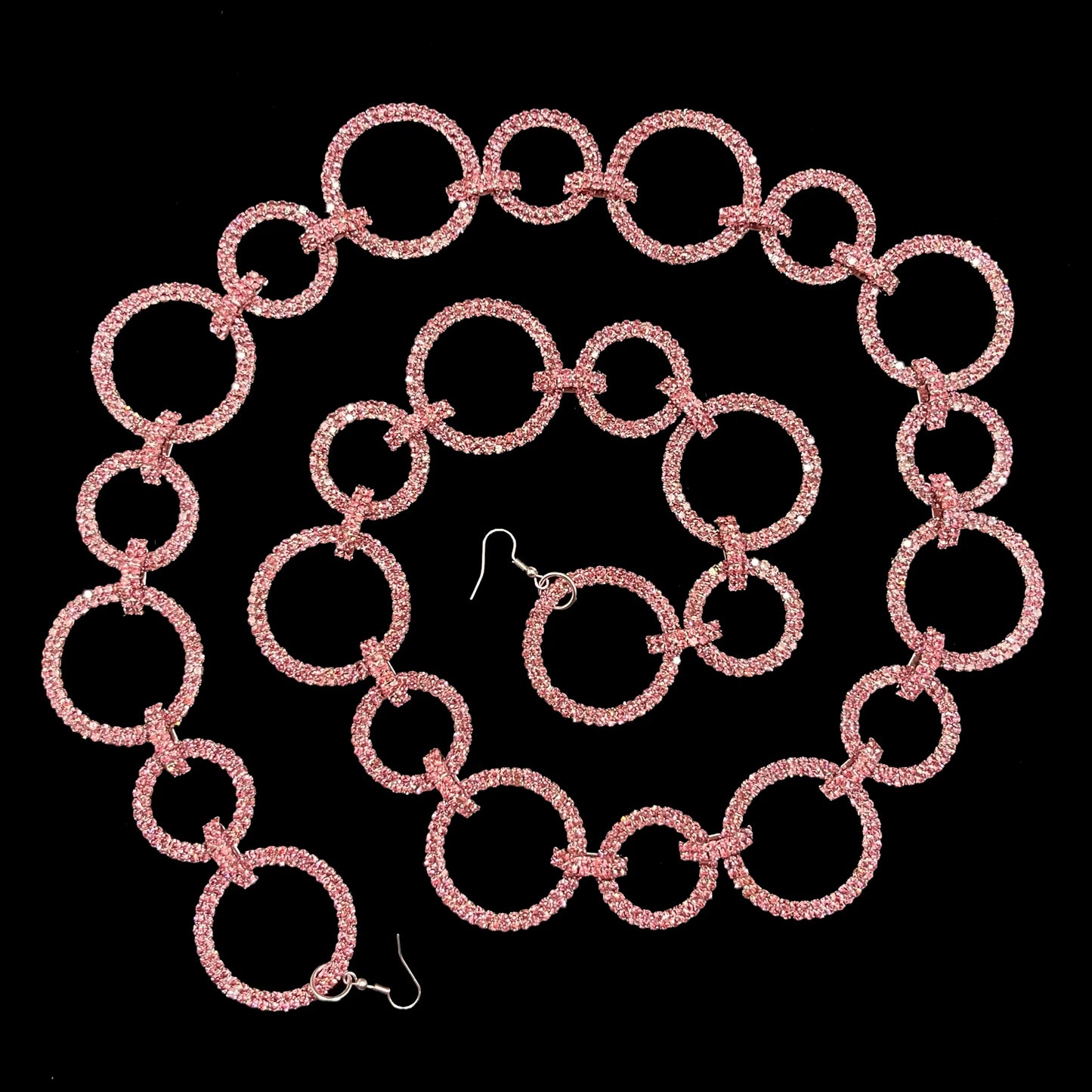 Crystal Rings Christmas Garland -Pink Finish holiday décor item for festive seasonal displays.