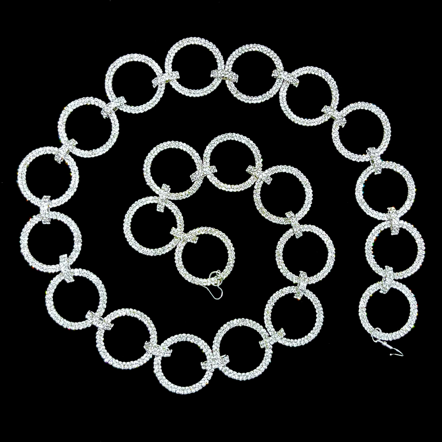 Crystal Rings Christmas Garland -Silver Finish