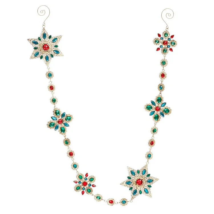 Vintage Jeweled Snowflake Garland Set of 3 garland for holiday décor and seasonal displays.
