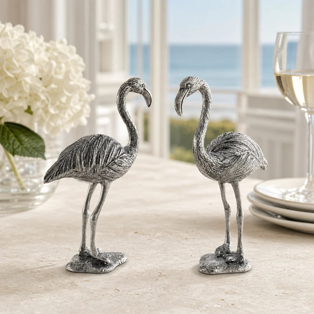 Elegant Pewter Flamingos Salt and Pepper Set
