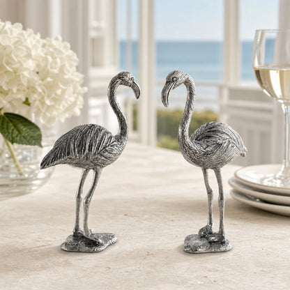 Elegant Pewter Flamingos Salt and Pepper Set