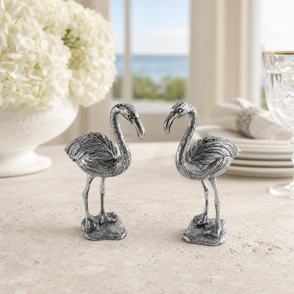 Elegant Pewter Flamingos Salt and Pepper Set