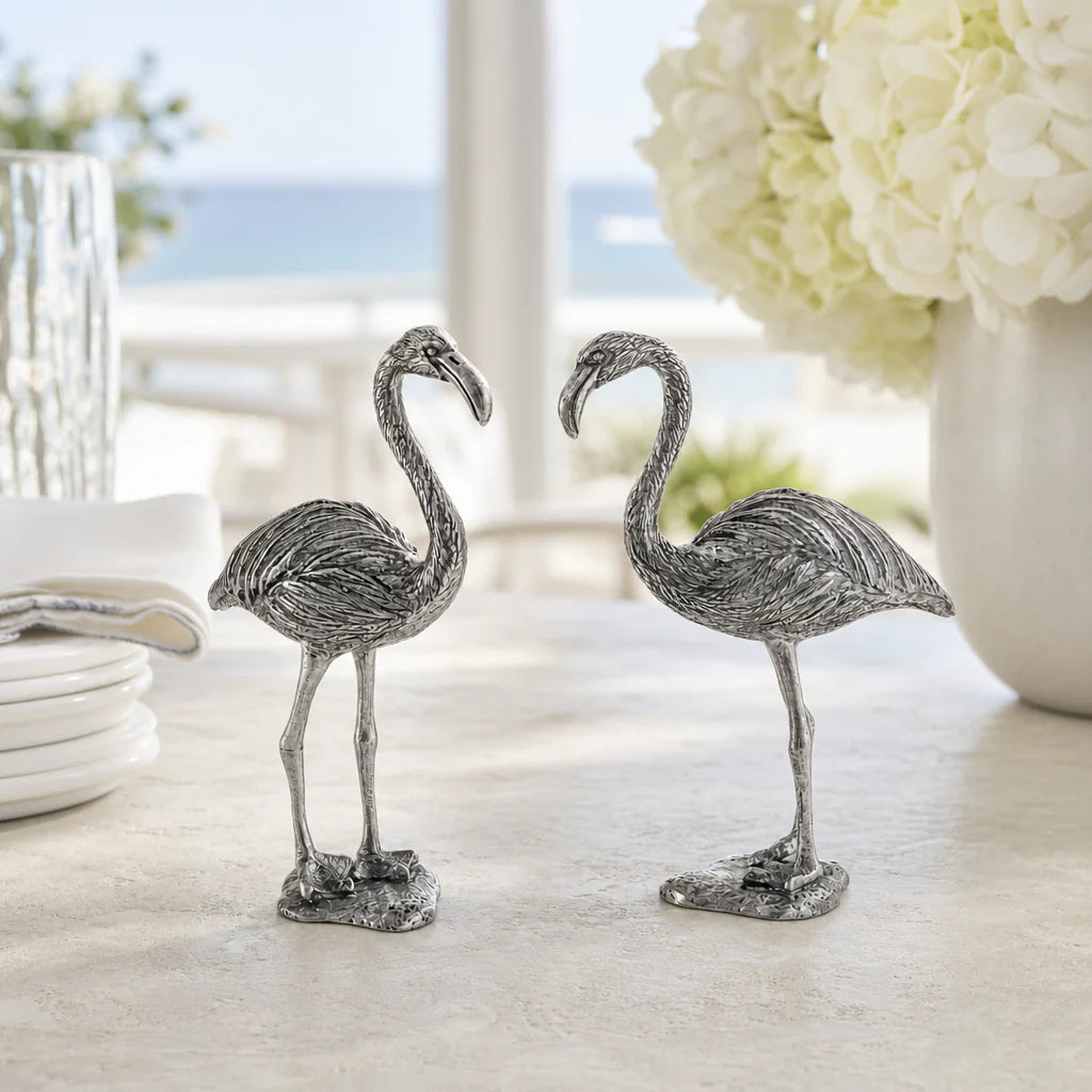 Elegant Pewter Flamingos Salt and Pepper Set