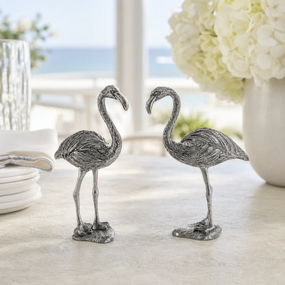 Elegant Pewter Flamingos Salt and Pepper Set
