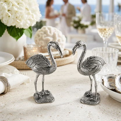 Elegant Pewter Flamingos Salt and Pepper Set