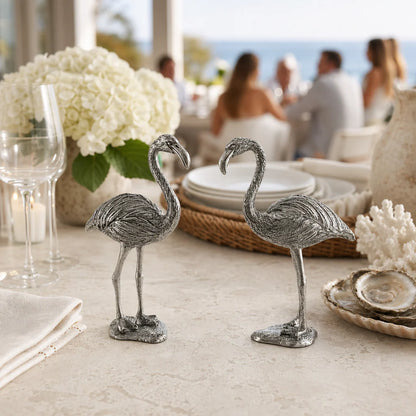Elegant Pewter Flamingos Salt and Pepper Set