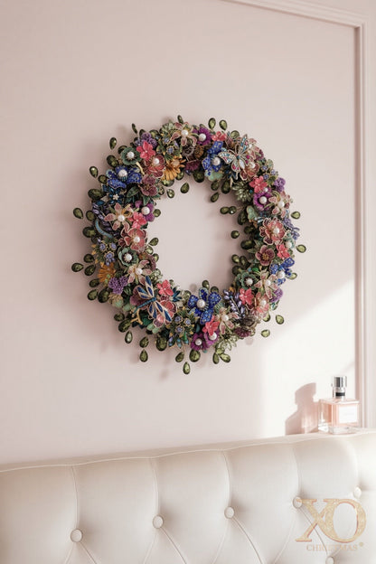 Garden Floral Jeweled Wreath