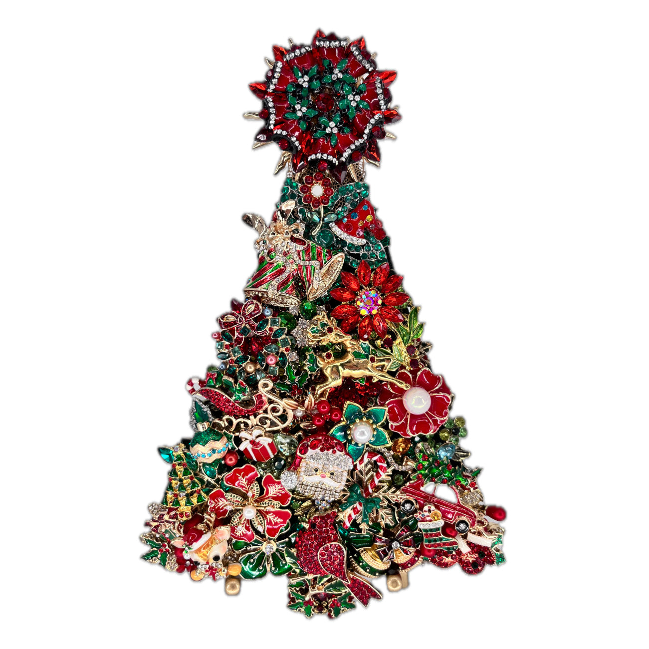 Santa & Sleigh Jeweled Christmas Tree Decor