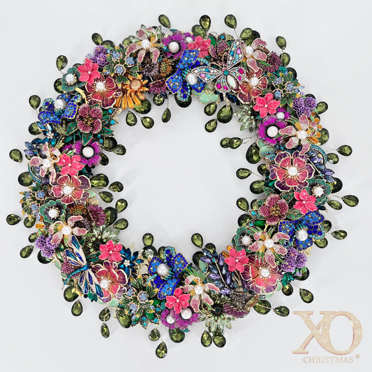 Garden Floral Jeweled Wreath