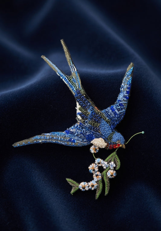 Peace Swallow Big Brooch Pin