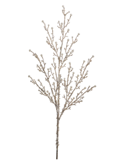 Glittered Champagne Pearl Spray 33 Set of 6 spray for holiday décor and seasonal displays.