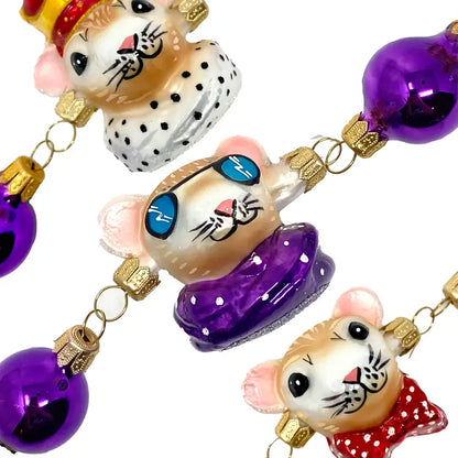 Stanley Mouse Garland glass ornaments for holiday décor and seasonal displays.