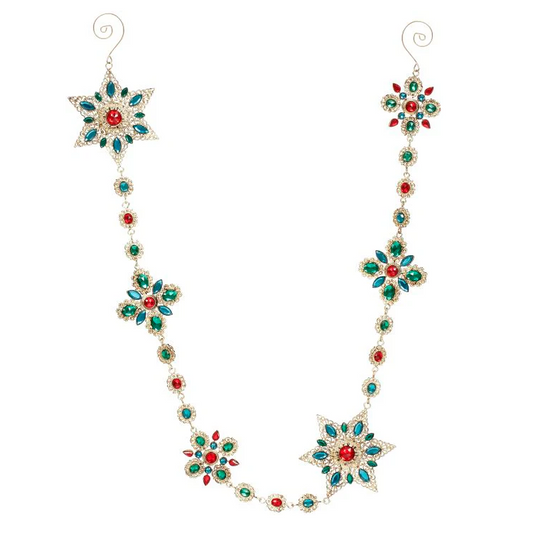 Vintage Jeweled Snowflake Garland Set of 6