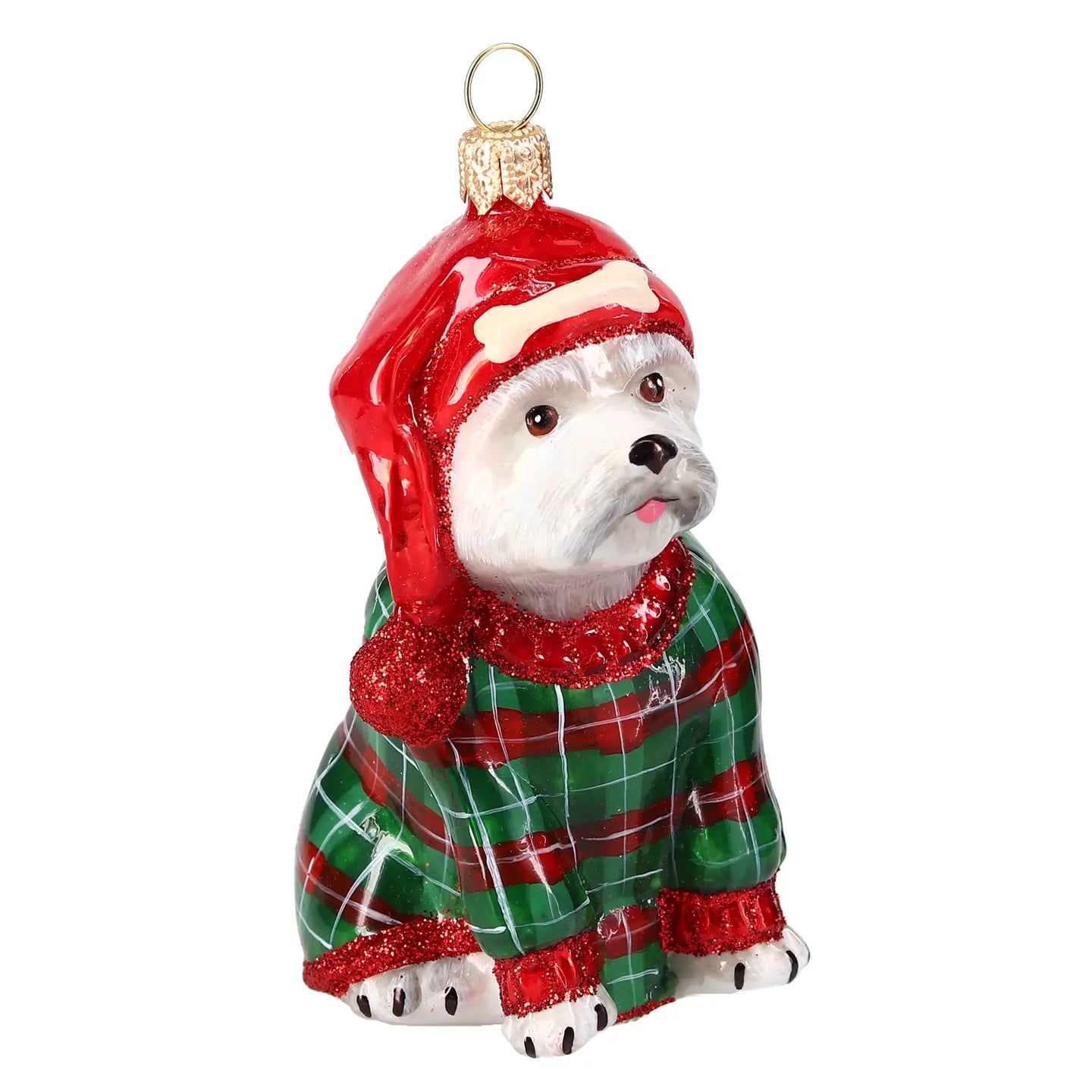 Westie in Christmas Sleeper PJ’s