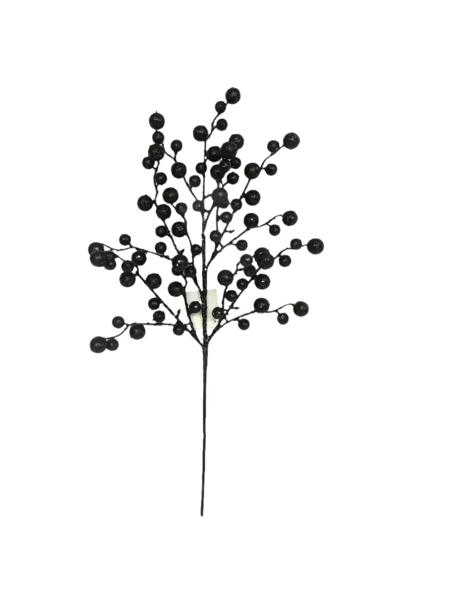 Black Glittered Berry Spray 22 Set of 6 holiday décor item for festive seasonal displays.