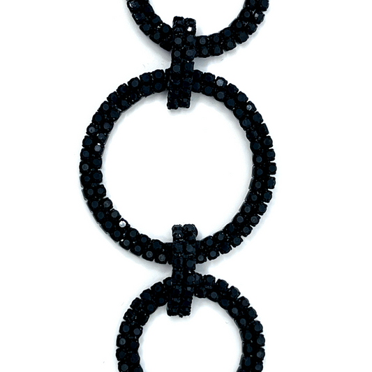 Black Crystal Rings Christmas Garland -Black Finish