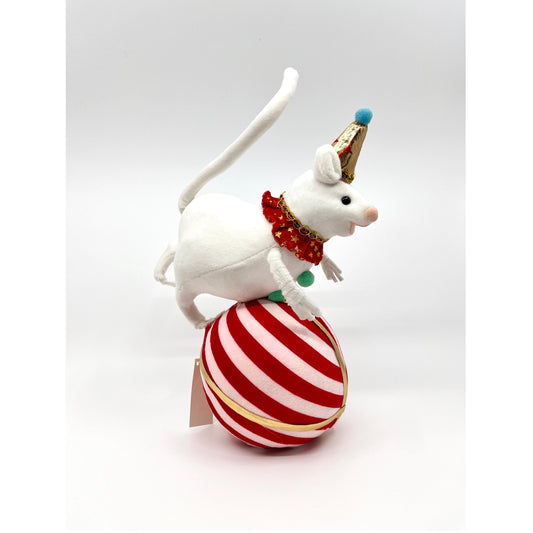 Circus Mouse on Ball holiday décor item for festive seasonal displays.