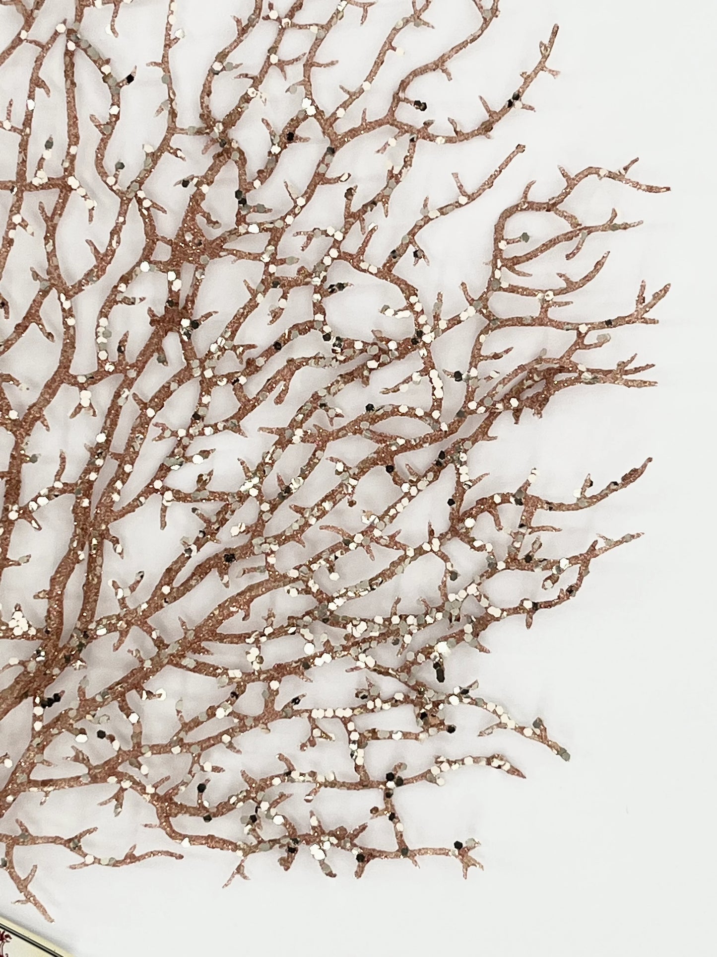 Glittered Coral Stem Pink stems for holiday décor and seasonal displays.