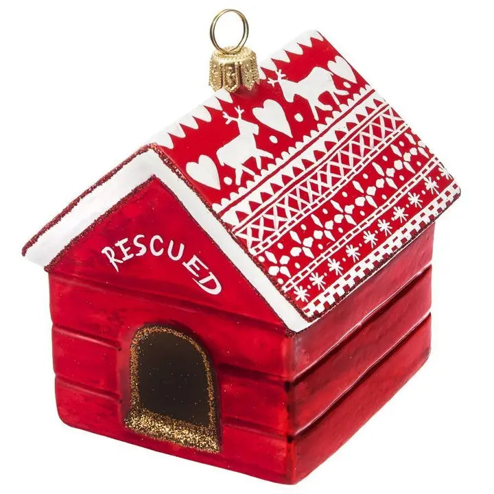 Diva Rescue Dog glass ornaments for holiday décor and seasonal displays.