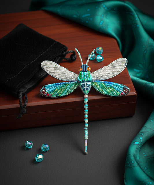 Oriental Greenwing Dragonfly Brooch Pin