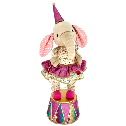 Elephant on Drum decor for holiday décor and seasonal displays.