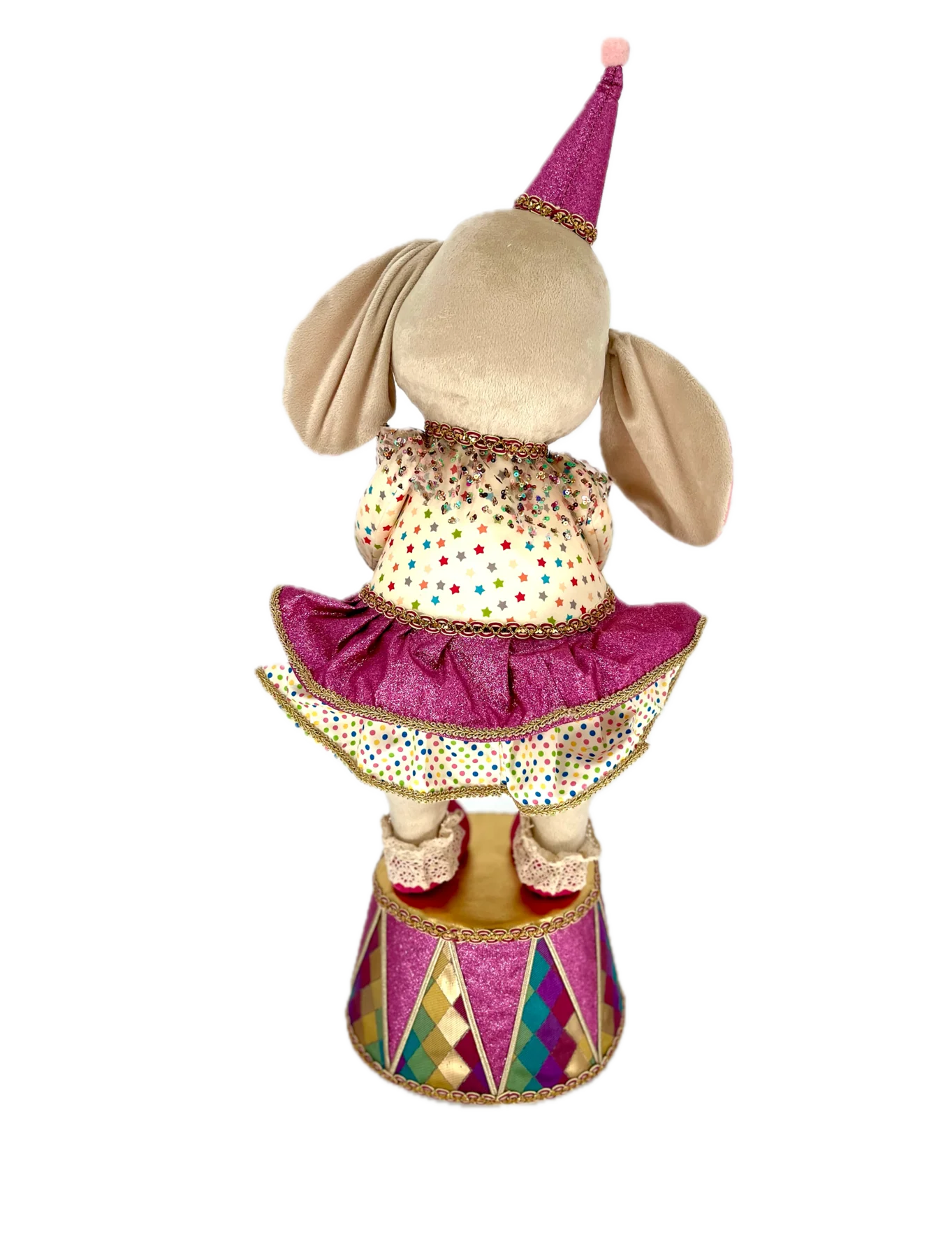 Elephant on Drum decor for holiday décor and seasonal displays.