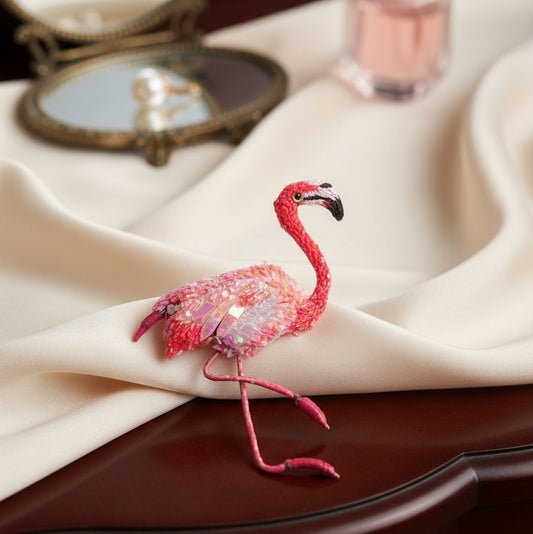 Caribbean Flamingo Brooch Pin