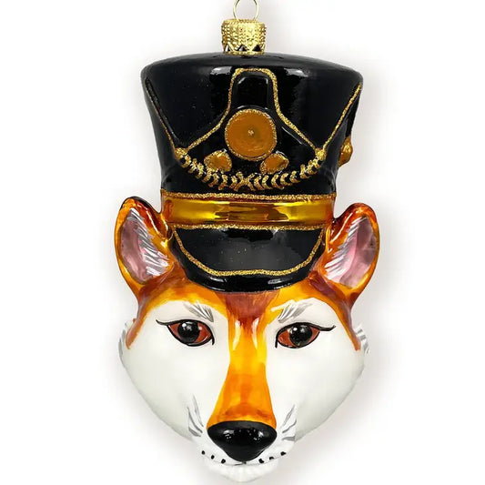 Fox Head Nutcracker glass ornaments for holiday décor and seasonal displays.