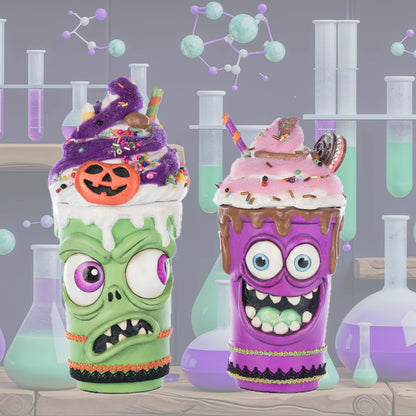 Franken Frap and Monster Mocha Assortment of 2 LAST SET! decor for holiday décor and seasonal displays.
