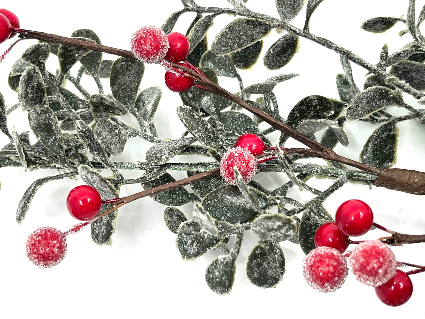 Frosted Berry Leaf Spray Set of 6 holiday décor item for festive seasonal displays.