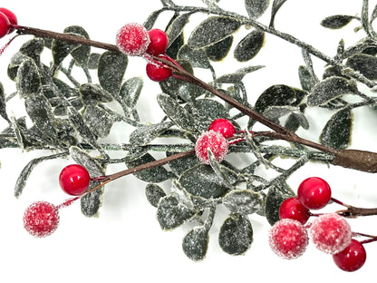 Frosted Berry Leaf Spray Set of 6 holiday décor item for festive seasonal displays.