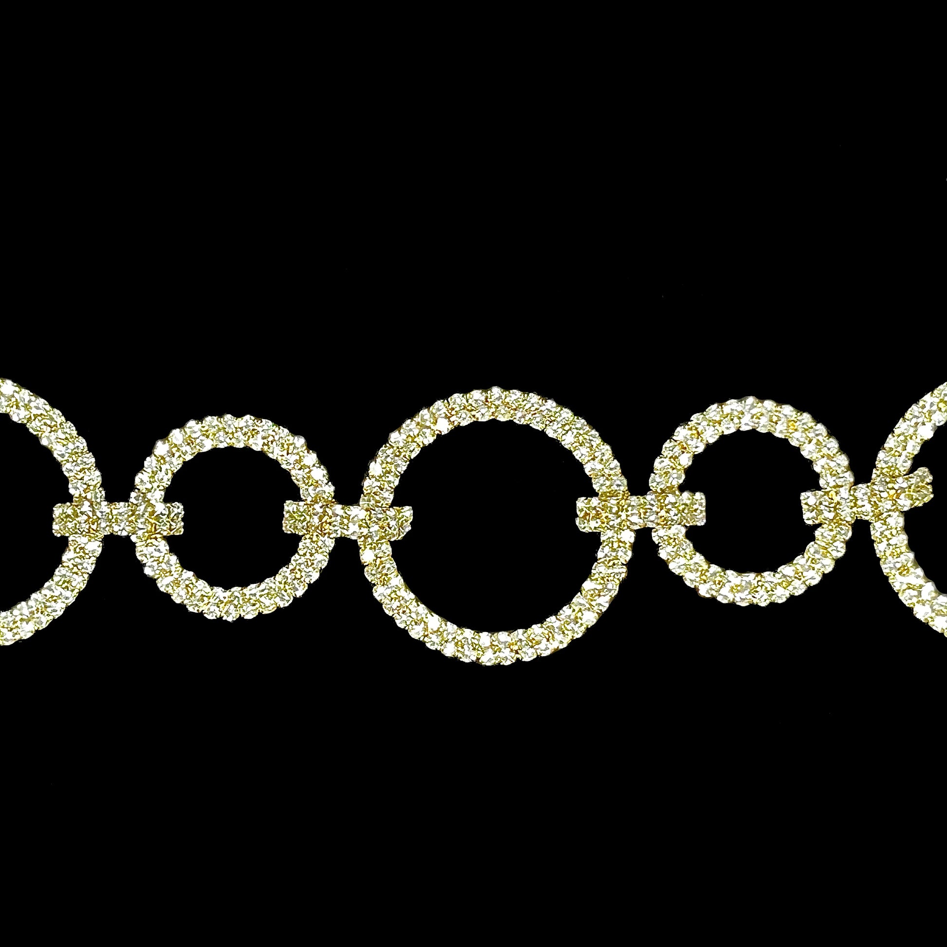 Crystal Rings Christmas Garland -Gold Finish holiday décor item for festive seasonal displays.