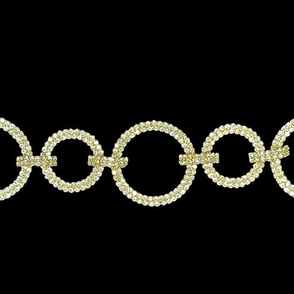 Crystal Rings Christmas Garland -Gold Finish holiday décor item for festive seasonal displays.
