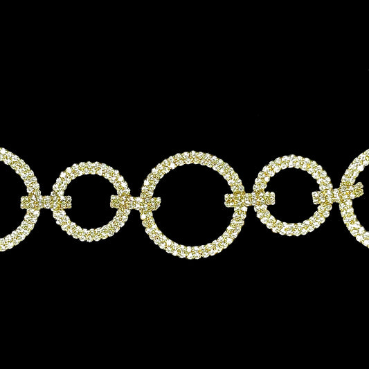 Crystal Rings Christmas Garland -Gold Finish holiday décor item for festive seasonal displays.