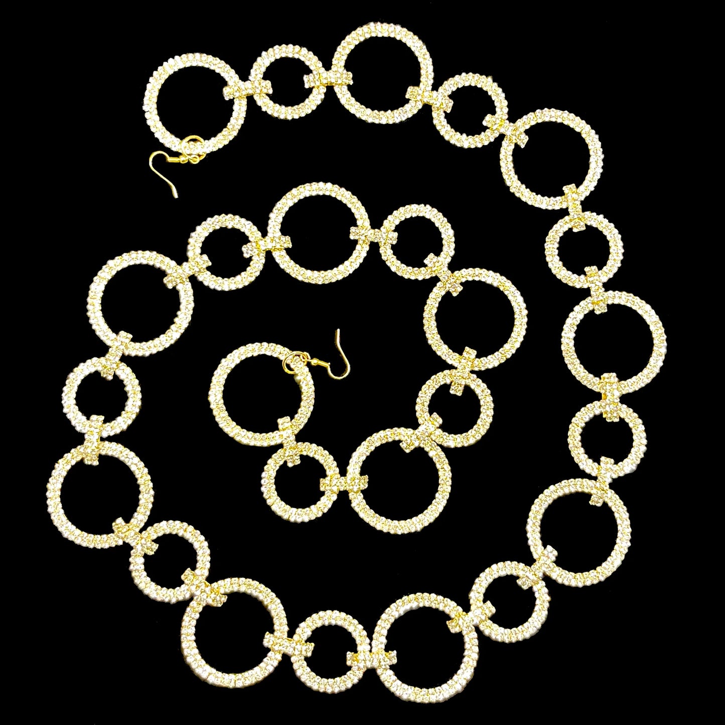 Crystal Rings Christmas Garland - Gold Finish