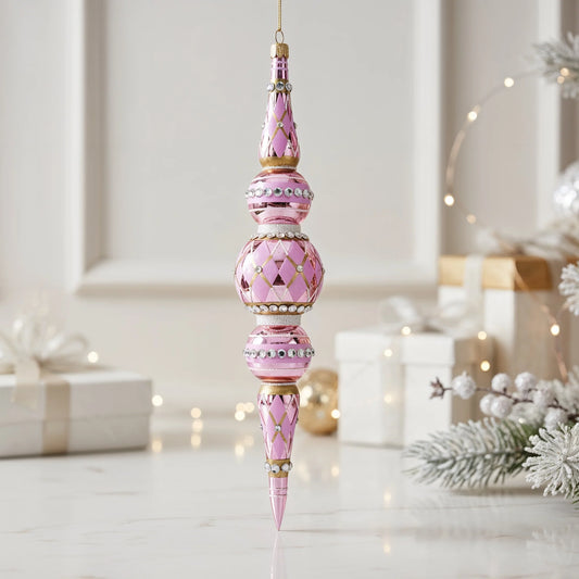 Harlequin Icicle Ornament glass ornaments for holiday décor and seasonal displays.