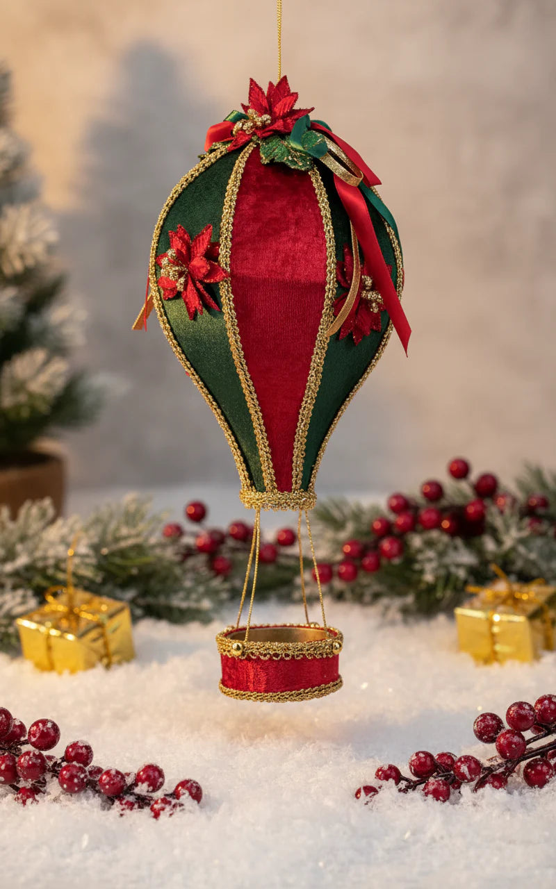 Hot Air Balloon Hanging Decor or Ornament Approx. 12 inches decor for holiday décor and seasonal displays.