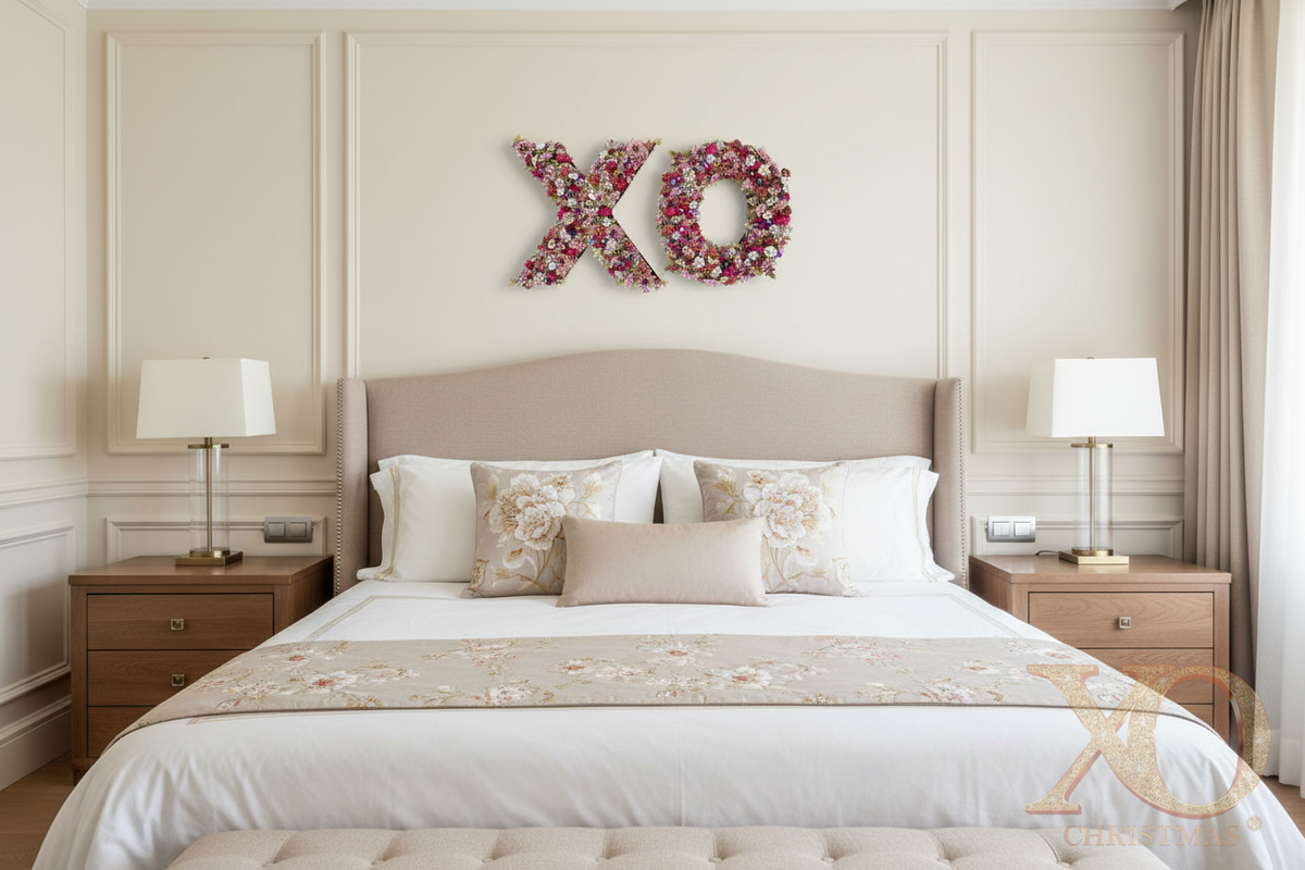 Hot Pink XO Wall Art Above Headboard