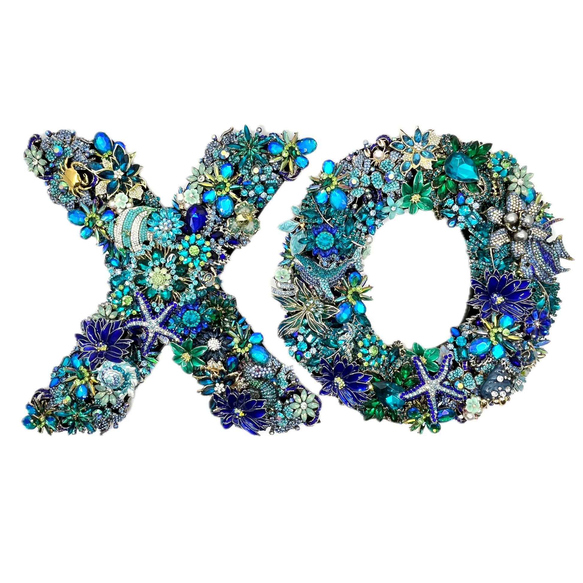 Ocean Bloom XO jeweled, decorative wreath set