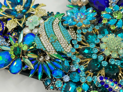 Ocean Bloom XO jeweled, decorative wreath set