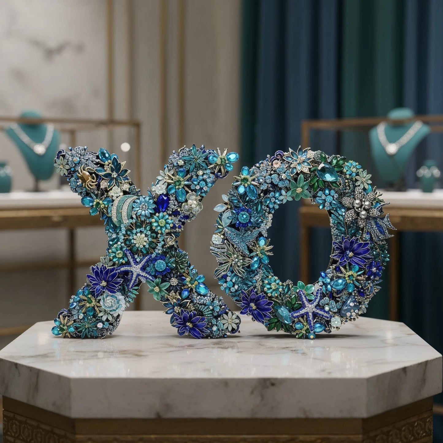 Ocean Bloom XO jeweled, decorative wreath set