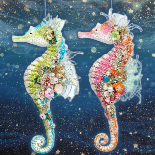 Jeweled Seahorse Limited Edition Statement Piece ornaments for holiday décor and seasonal displays.